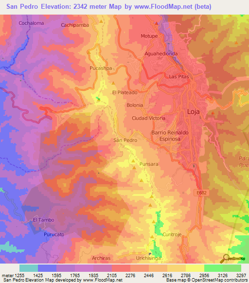 San Pedro,Ecuador Elevation Map