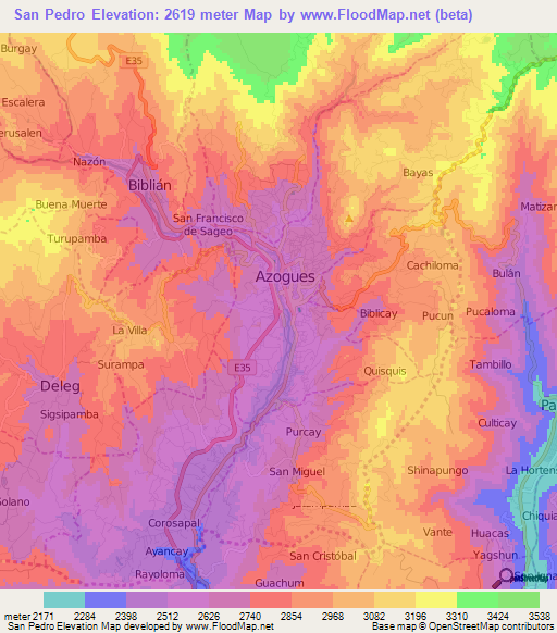 San Pedro,Ecuador Elevation Map