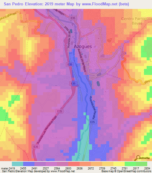 San Pedro,Ecuador Elevation Map