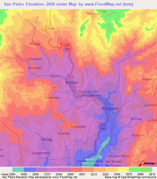 San Pedro,Ecuador Elevation Map