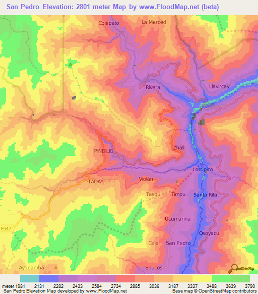 San Pedro,Ecuador Elevation Map