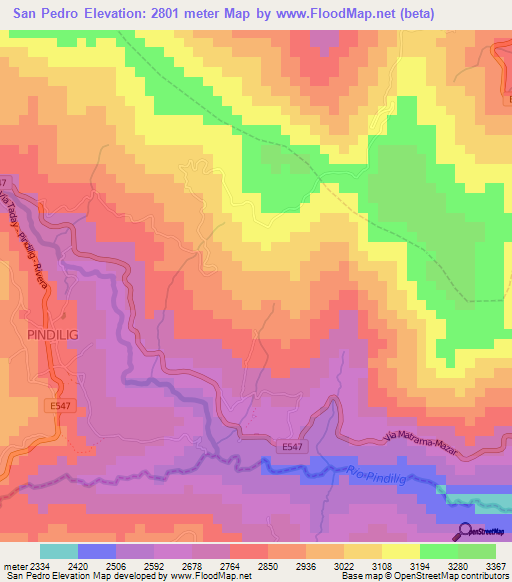 San Pedro,Ecuador Elevation Map