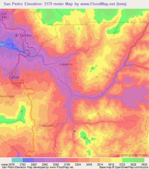 San Pedro,Ecuador Elevation Map