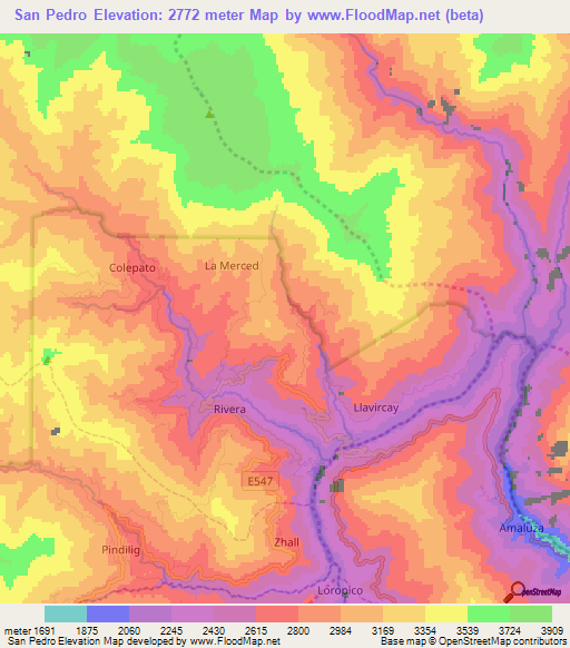 San Pedro,Ecuador Elevation Map