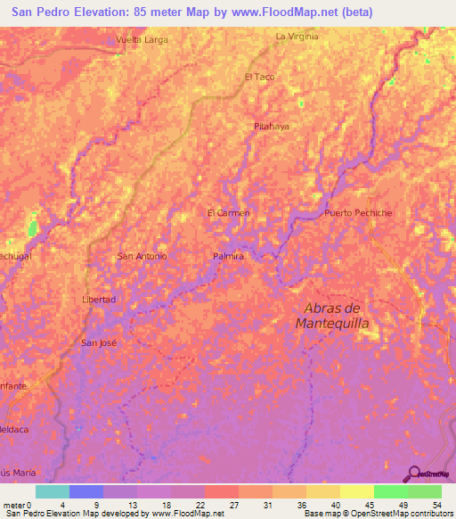 San Pedro,Ecuador Elevation Map