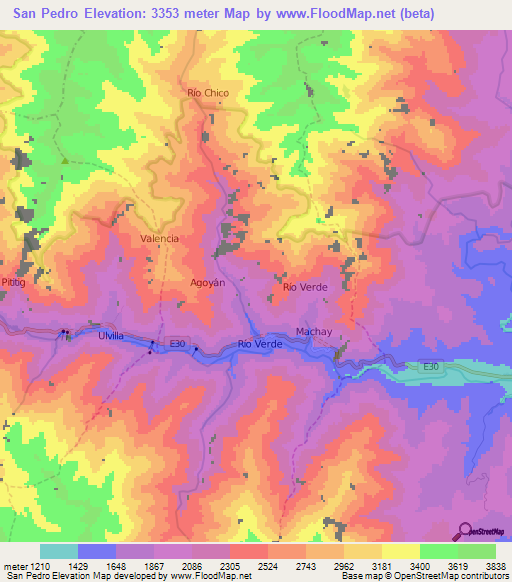 San Pedro,Ecuador Elevation Map