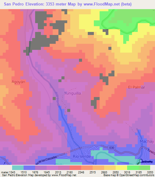 San Pedro,Ecuador Elevation Map