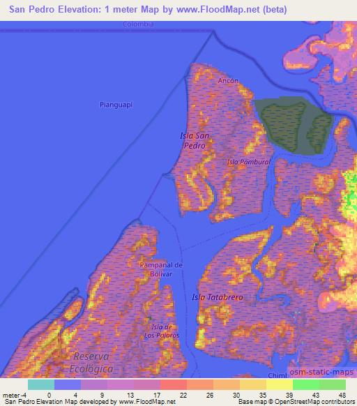 San Pedro,Ecuador Elevation Map