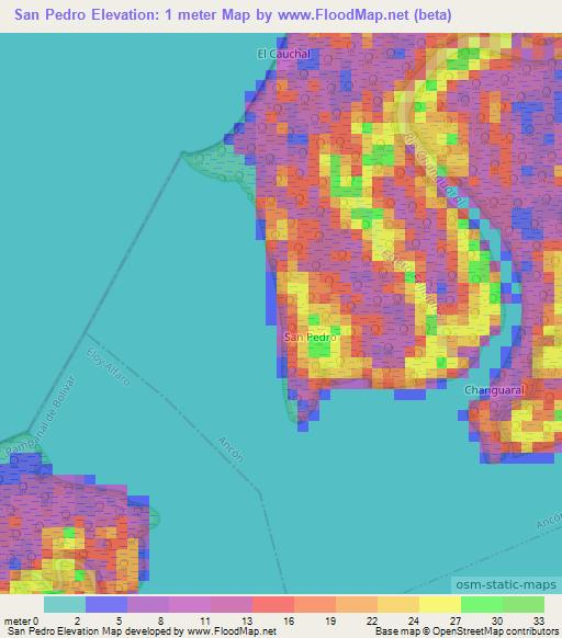 San Pedro,Ecuador Elevation Map