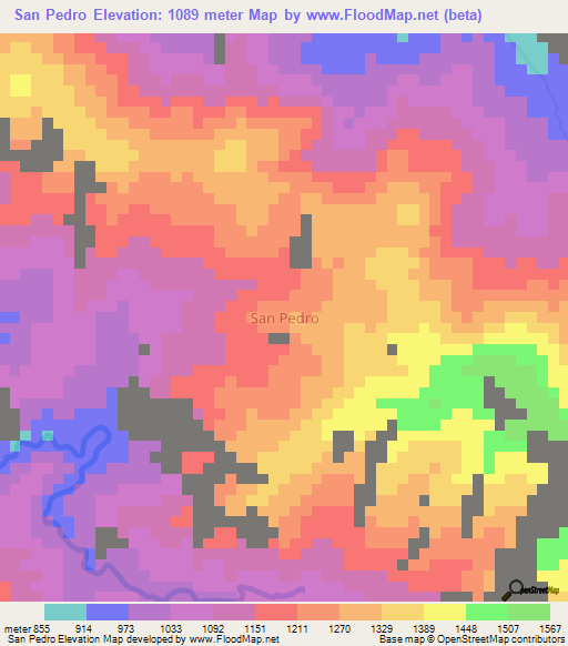 San Pedro,Ecuador Elevation Map