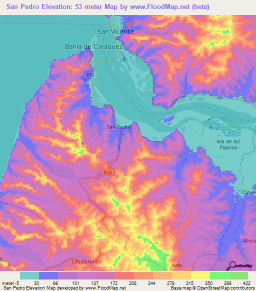 San Pedro,Ecuador Elevation Map