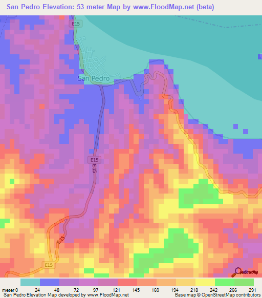 San Pedro,Ecuador Elevation Map