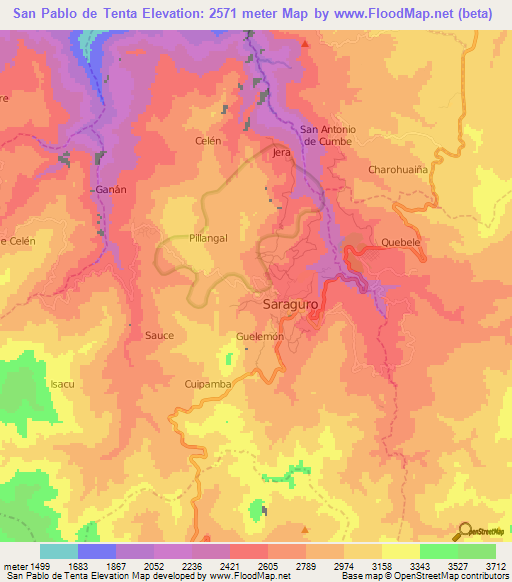 San Pablo de Tenta,Ecuador Elevation Map