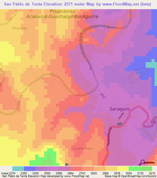 San Pablo de Tenta,Ecuador Elevation Map