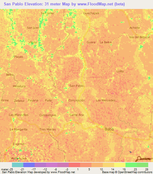 San Pablo,Ecuador Elevation Map