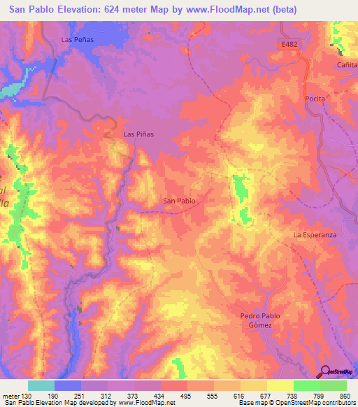 San Pablo,Ecuador Elevation Map