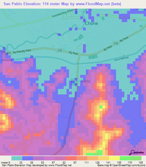 San Pablo,Ecuador Elevation Map