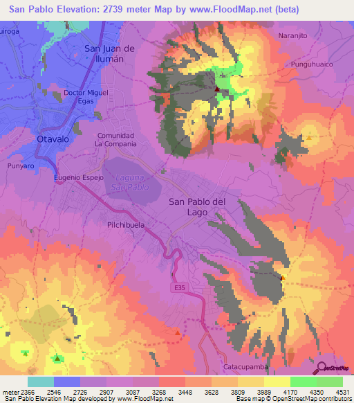 San Pablo,Ecuador Elevation Map