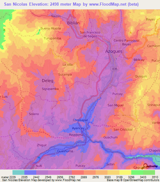 San Nicolas,Ecuador Elevation Map
