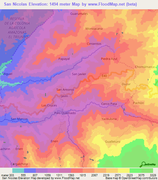 San Nicolas,Ecuador Elevation Map