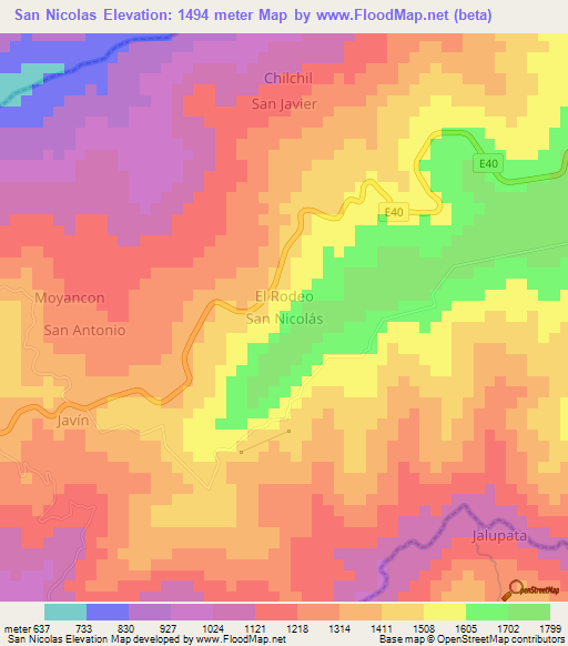 San Nicolas,Ecuador Elevation Map