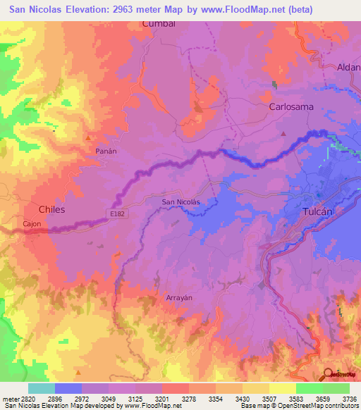 San Nicolas,Ecuador Elevation Map