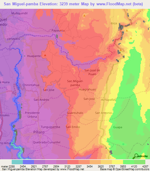 San Miguel-pamba,Ecuador Elevation Map