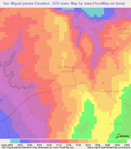 San Miguel-pamba,Ecuador Elevation Map