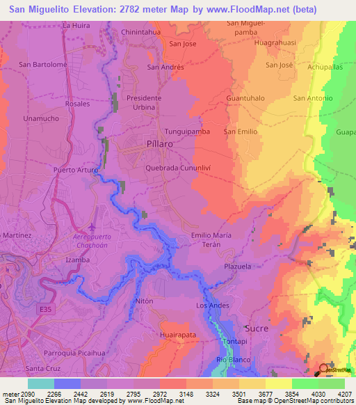 San Miguelito,Ecuador Elevation Map