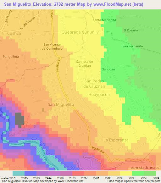 San Miguelito,Ecuador Elevation Map