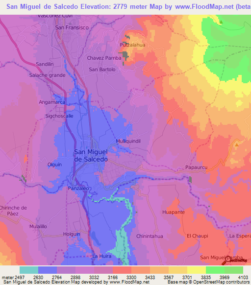 San Miguel de Salcedo,Ecuador Elevation Map