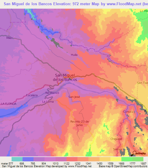 San Miguel de los Bancos,Ecuador Elevation Map