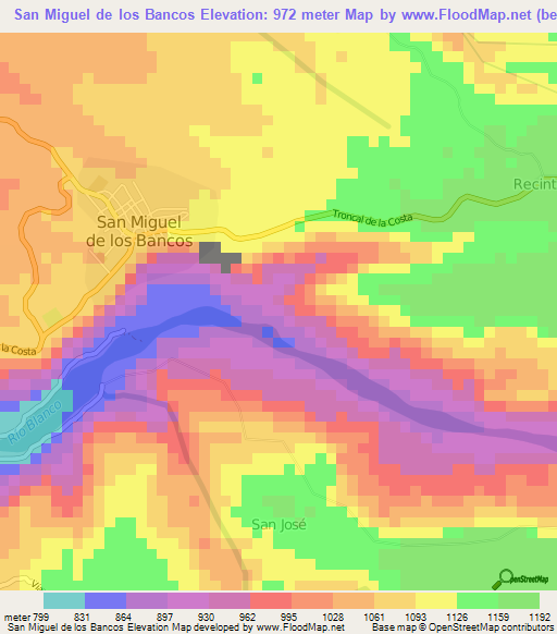 San Miguel de los Bancos,Ecuador Elevation Map