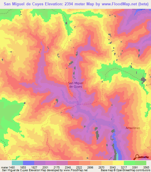 San Miguel de Cuyes,Ecuador Elevation Map