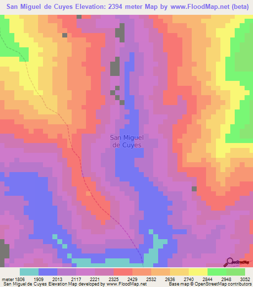 San Miguel de Cuyes,Ecuador Elevation Map