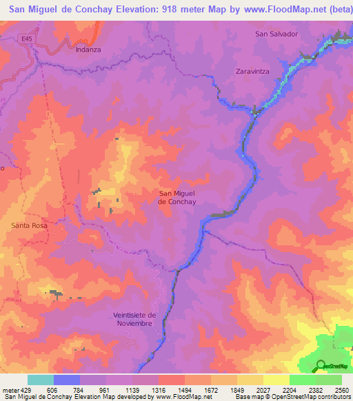 San Miguel de Conchay,Ecuador Elevation Map