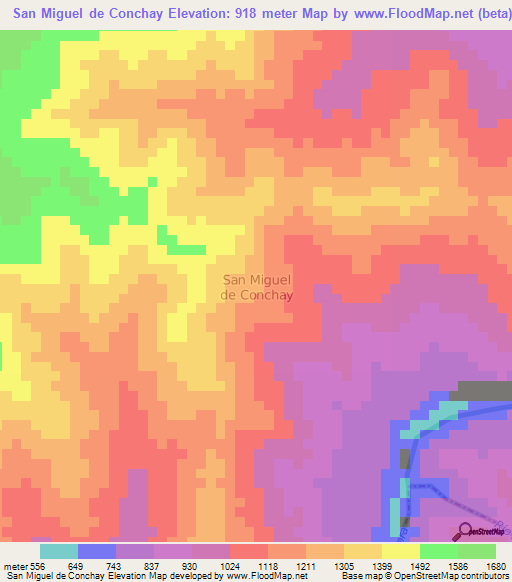 San Miguel de Conchay,Ecuador Elevation Map