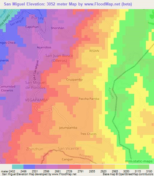 San Miguel,Ecuador Elevation Map