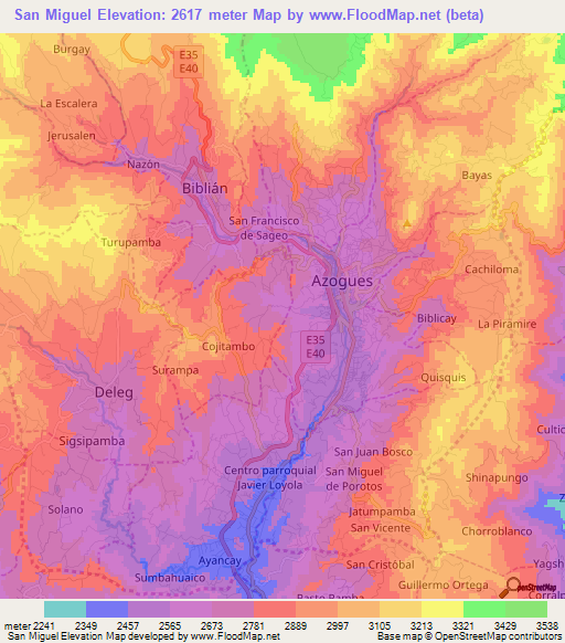 San Miguel,Ecuador Elevation Map