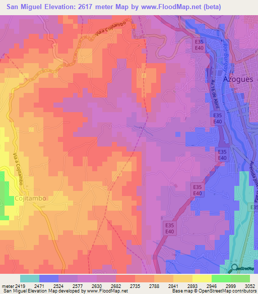 San Miguel,Ecuador Elevation Map