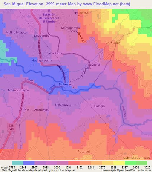 San Miguel,Ecuador Elevation Map