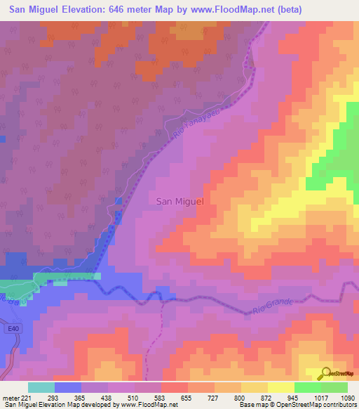 San Miguel,Ecuador Elevation Map