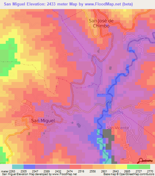 San Miguel,Ecuador Elevation Map