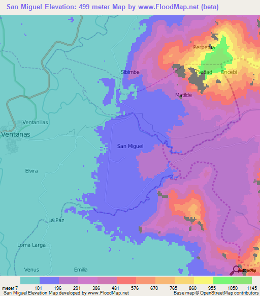 San Miguel,Ecuador Elevation Map