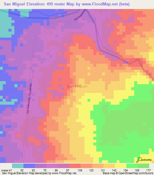 San Miguel,Ecuador Elevation Map