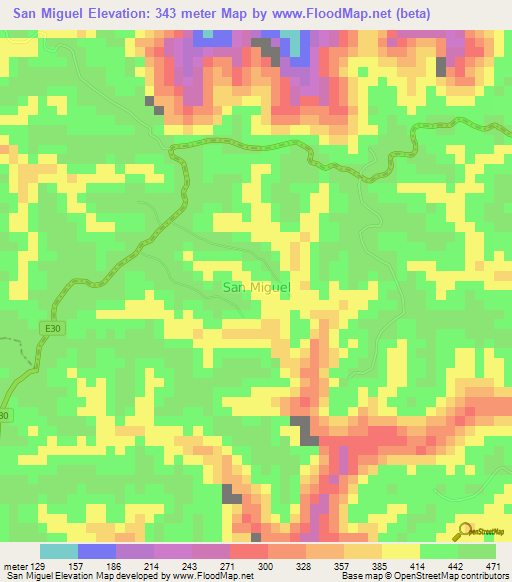 San Miguel,Ecuador Elevation Map