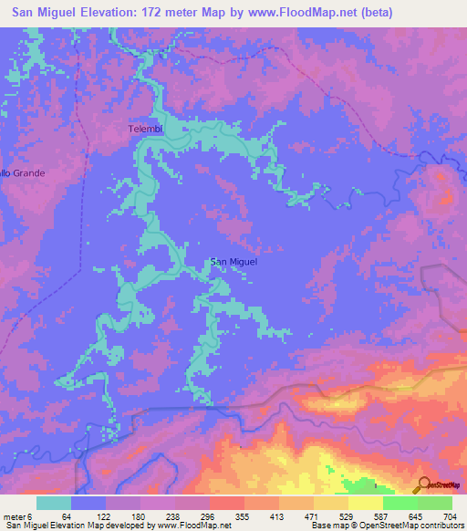 San Miguel,Ecuador Elevation Map