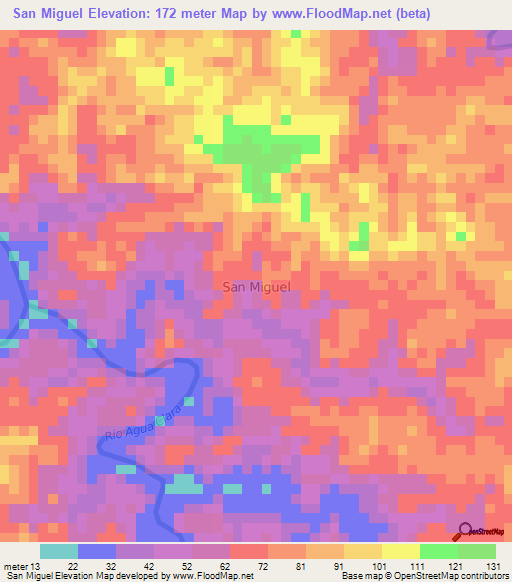 San Miguel,Ecuador Elevation Map