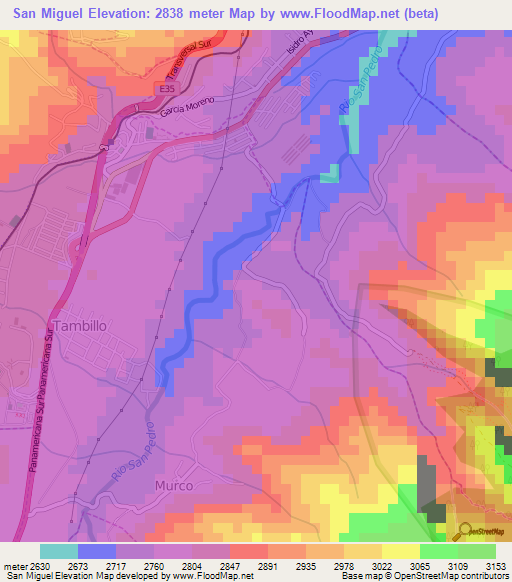 San Miguel,Ecuador Elevation Map