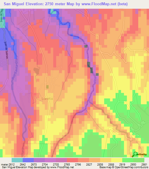 San Miguel,Ecuador Elevation Map